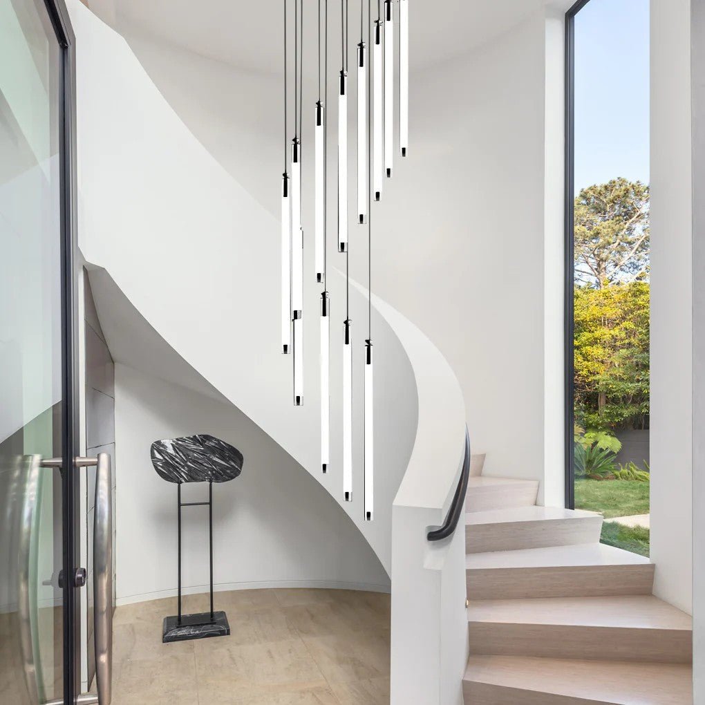 Contemporary Staircase Chandelier Spiral Tube Ceiling Light - Cyran Lamps
