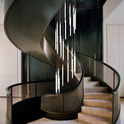 Contemporary Staircase Chandelier Spiral Tube Ceiling Light - Cyran Lamps