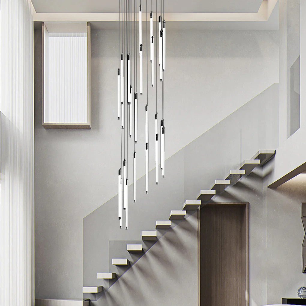 Contemporary Staircase Chandelier Spiral Tube Ceiling Light - Cyran Lamps