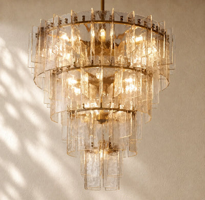 LATTIS GLASS TIERED ROUND CHANDELIER