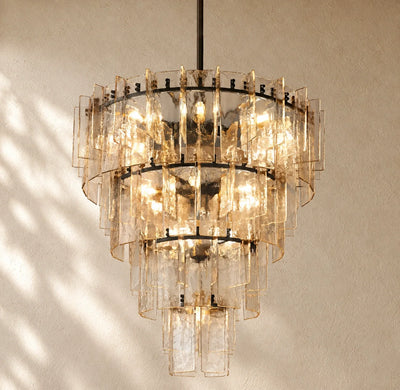 LATTIS GLASS TIERED ROUND CHANDELIER