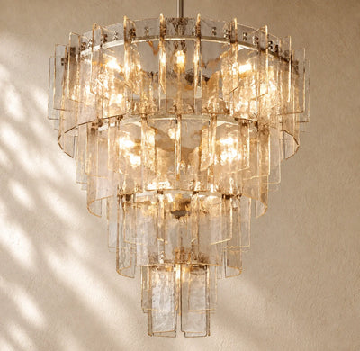 LATTIS GLASS TIERED ROUND CHANDELIER