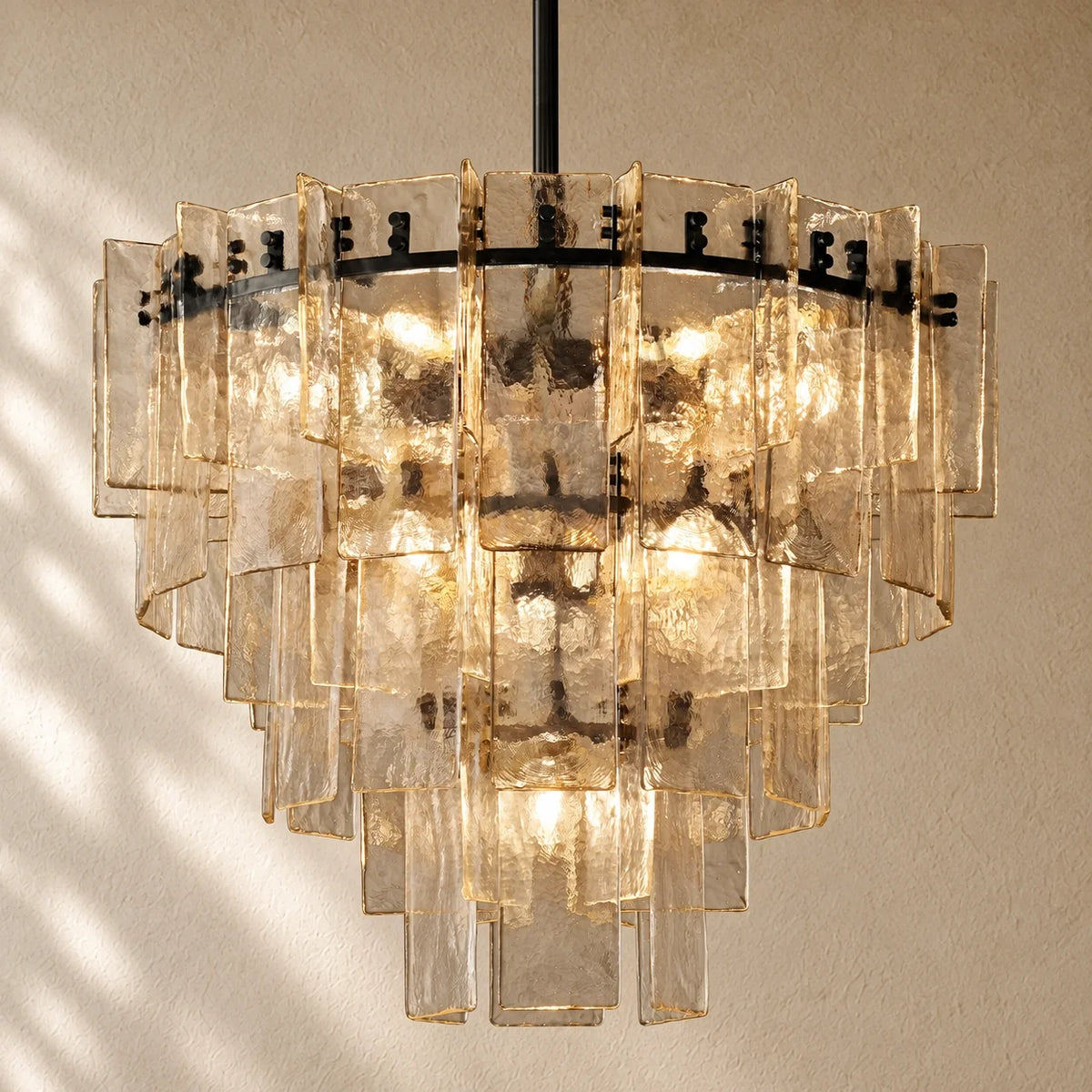 LATTIS GLASS TIERED ROUND CHANDELIER