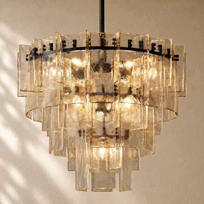 LATTIS GLASS TIERED ROUND CHANDELIER