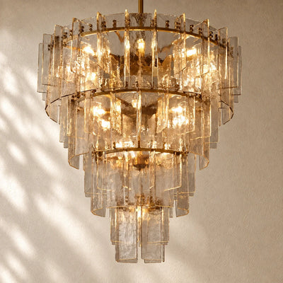 LATTIS GLASS TIERED ROUND CHANDELIER