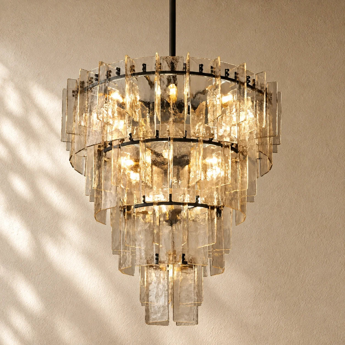 LATTIS GLASS TIERED ROUND CHANDELIER