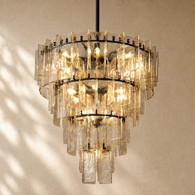 LATTIS GLASS TIERED ROUND CHANDELIER