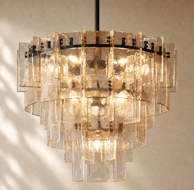 LATTIS GLASS TIERED ROUND CHANDELIER