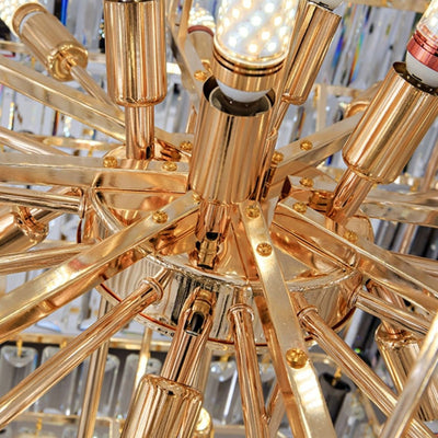 Decorative Large Vertical Crystal Staircase Chandelier Foyer Ceiling Light Fixture Lamp In Gray/ Amber Brim - cyranlamps