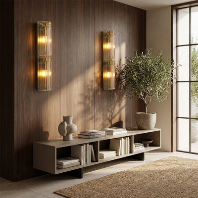 Delsia Fluted Glass Wall Sconce - cyranlamps