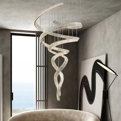 Designer Foyer Living Room Ceiling Light Fixture Stylish Spiral Crystal Chandelier For Hotel Entrance - cyranlamps