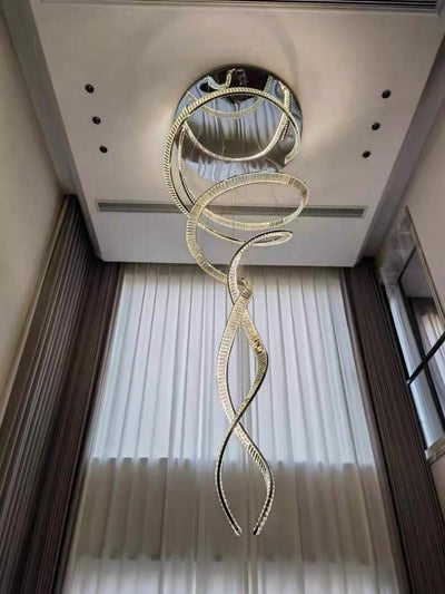 Designer Foyer Living Room Ceiling Light Fixture Stylish Spiral Crystal Chandelier For Hotel Entrance - cyranlamps