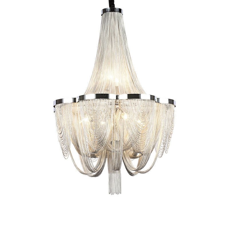 Designer Models Oversized Aluminium Long Tassel Pendant Chendelier for Large Living Room/Staircase/Villa - cyranlamps