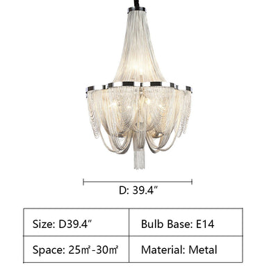 Designer Models Oversized Aluminium Long Tassel Pendant Chendelier for Large Living Room/Staircase/Villa - cyranlamps