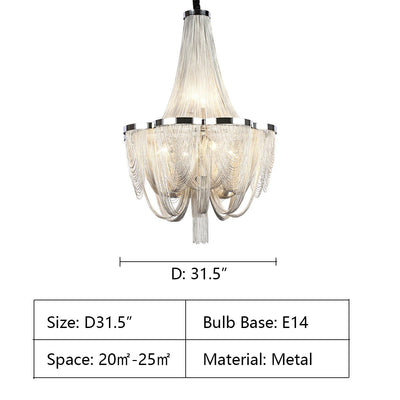 Designer Models Oversized Aluminium Long Tassel Pendant Chendelier for Large Living Room/Staircase/Villa - cyranlamps