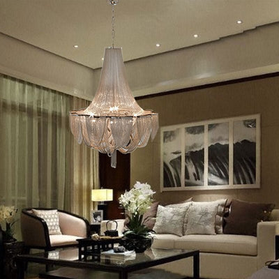 Designer Models Oversized Aluminium Long Tassel Pendant Chendelier for Large Living Room/Staircase/Villa - cyranlamps