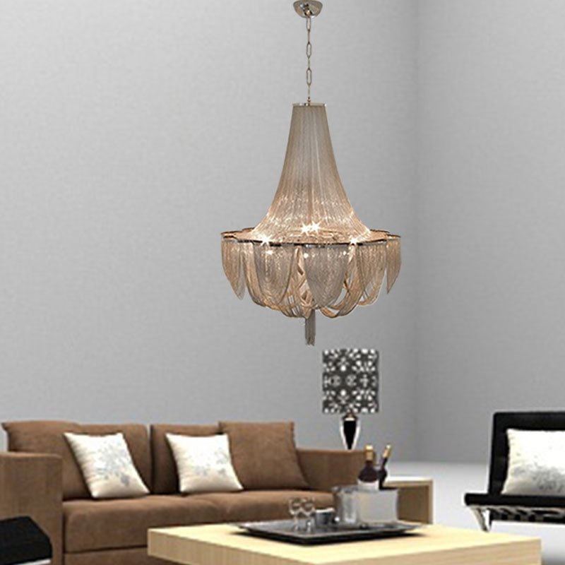 Designer Models Oversized Aluminium Long Tassel Pendant Chendelier for Large Living Room/Staircase/Villa - cyranlamps