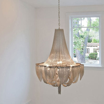 Designer Models Oversized Aluminium Long Tassel Pendant Chendelier for Large Living Room/Staircase/Villa - cyranlamps