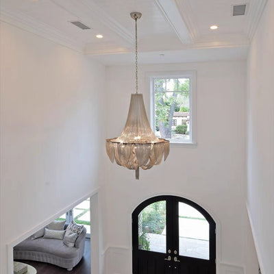 Designer Models Oversized Aluminium Long Tassel Pendant Chendelier for Large Living Room/Staircase/Villa - cyranlamps