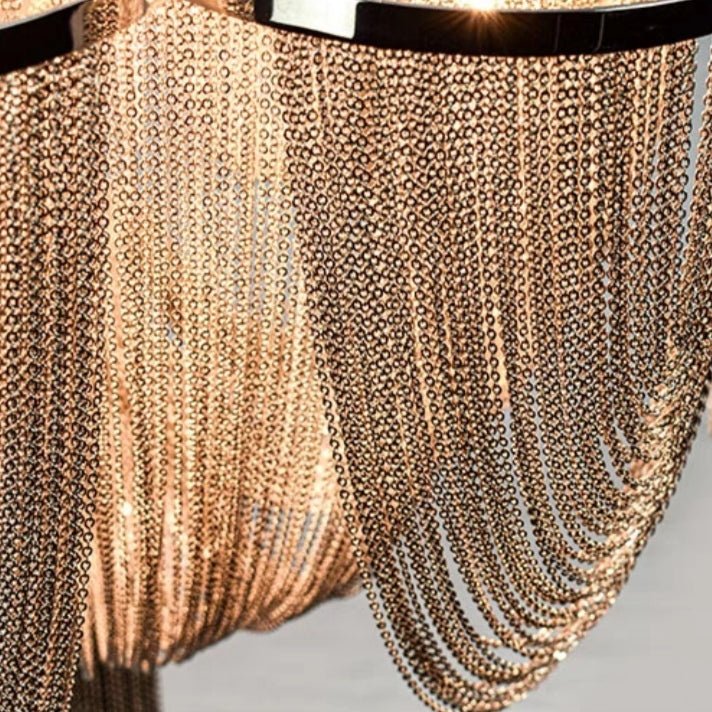 Designer Models Oversized Aluminium Long Tassel Pendant Chendelier for Large Living Room/Staircase/Villa - cyranlamps