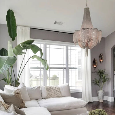 Designer Models Oversized Aluminium Long Tassel Pendant Chendelier for Large Living Room/Staircase/Villa - cyranlamps