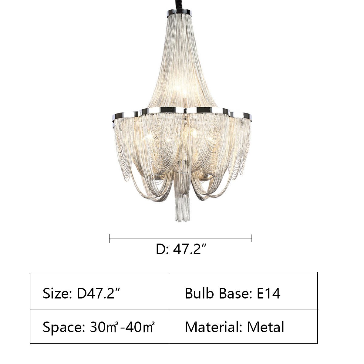 Designer Models Oversized Aluminium Long Tassel Pendant Chendelier for Large Living Room/Staircase/Villa - cyranlamps