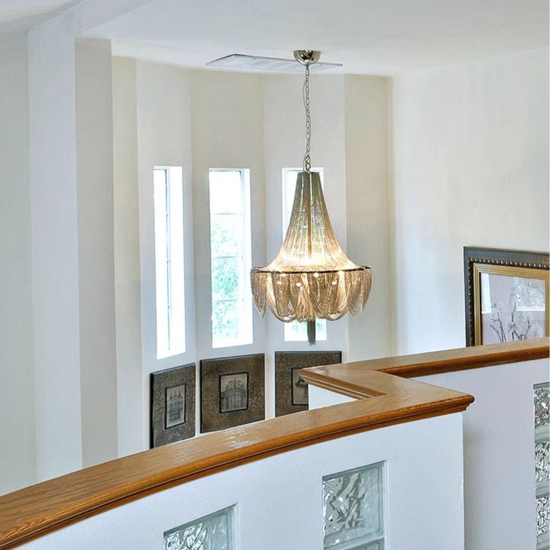 Designer Models Oversized Aluminium Long Tassel Pendant Chendelier for Large Living Room/Staircase/Villa - cyranlamps