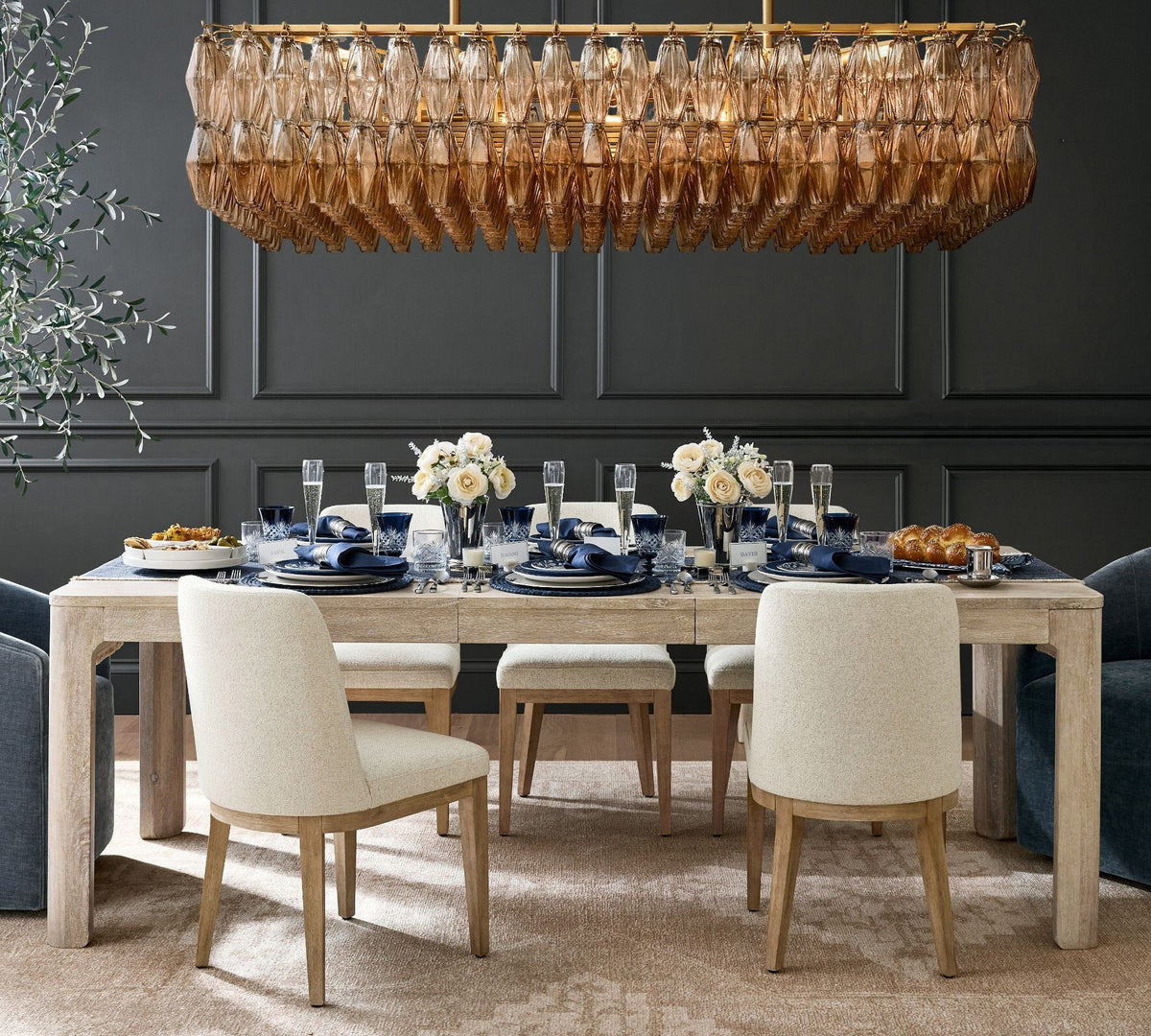 Dhiara Smoke Glass Rectangular Chandelier - cyranlighting
