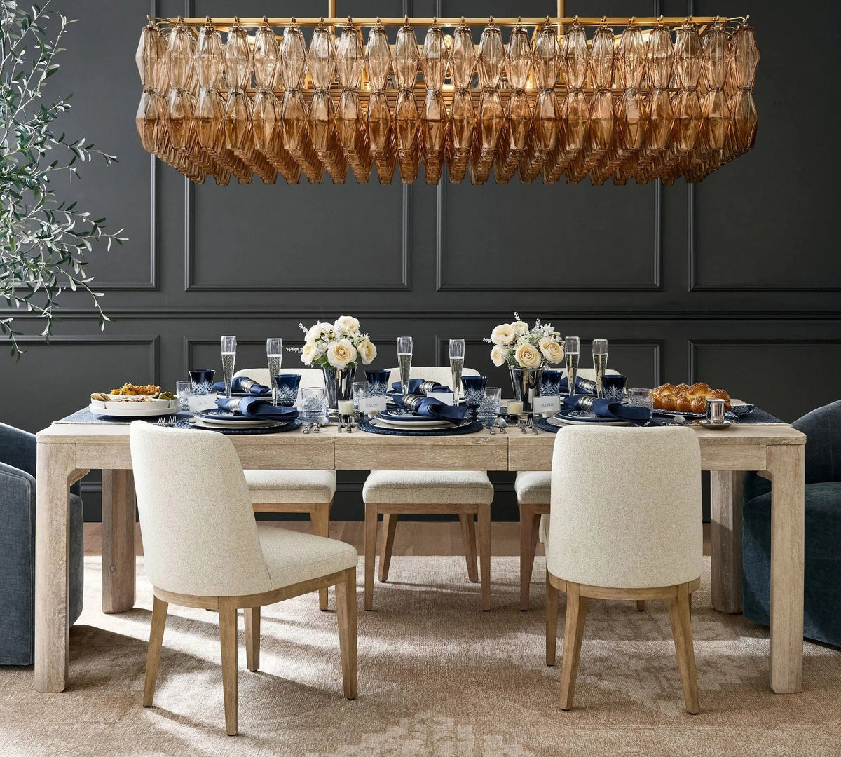 Dhiara Smoke Glass Rectangular Chandelier - cyranlighting