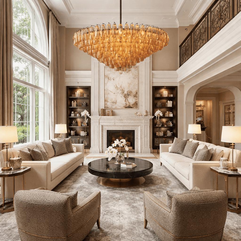 Dhiara Smoke Glass Tiered Round Chandelier - cyranlighting