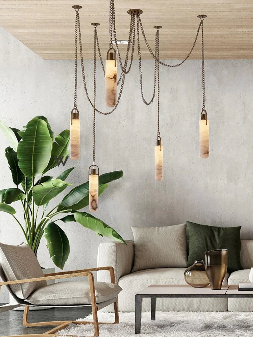 Dome Chain Alabaster Chandelier - Cyran Lamps