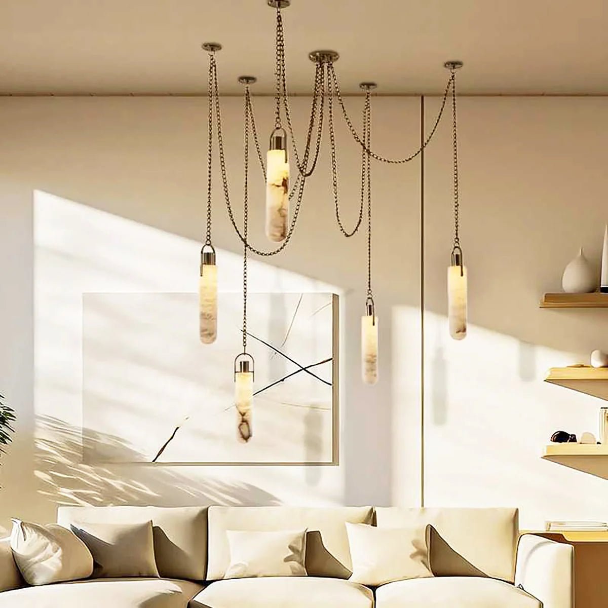 Dome Chain Alabaster Chandelier - Cyran Lamps