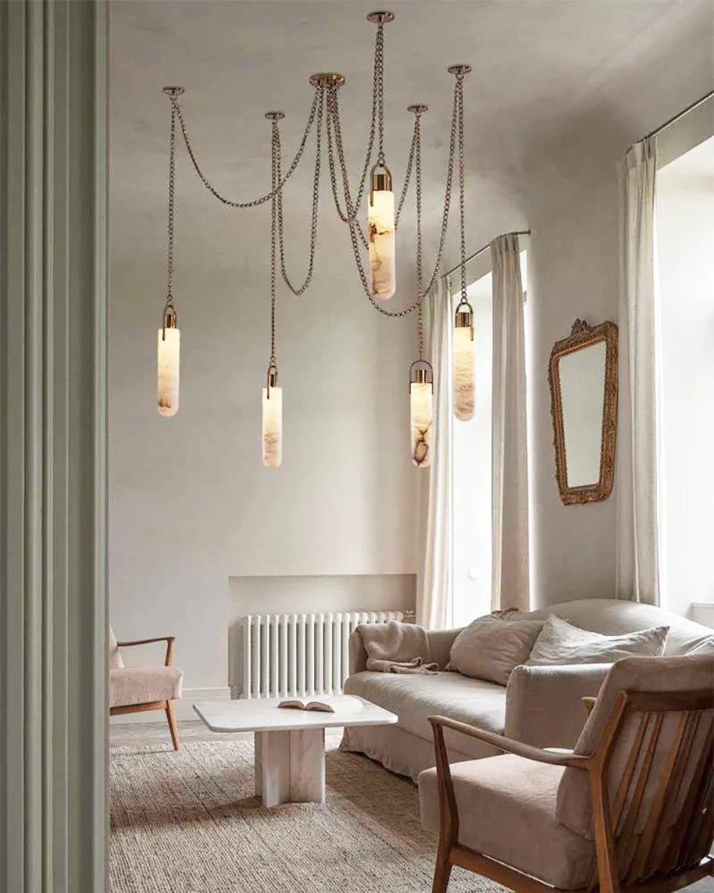 Dome Chain Alabaster Chandelier - Cyran Lamps