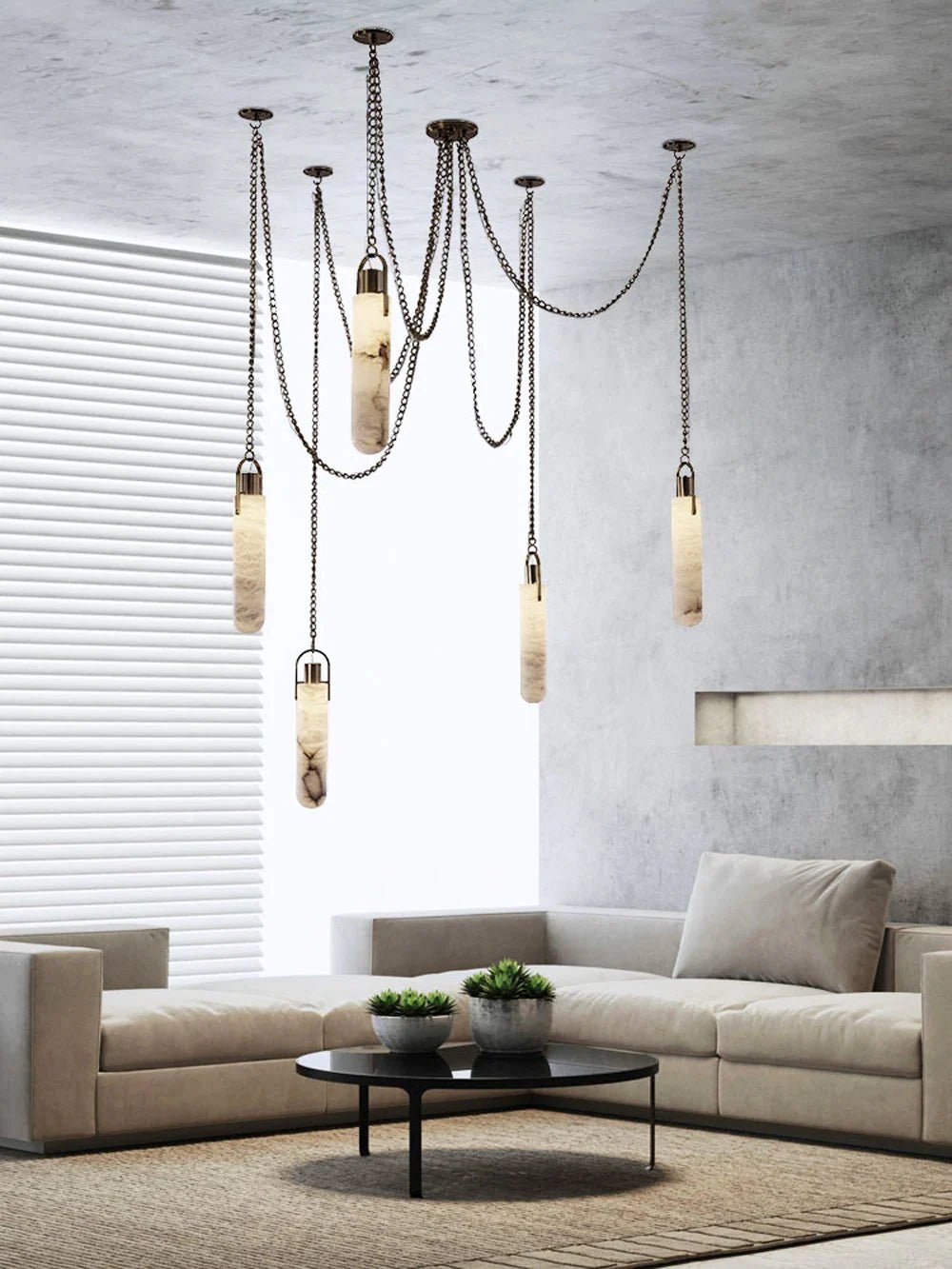 Dome Chain Alabaster Chandelier - Cyran Lamps
