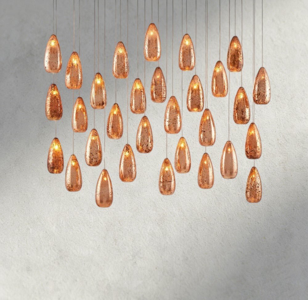 Edda Linear Glass Chandelier 48", 54" - cyranlamps