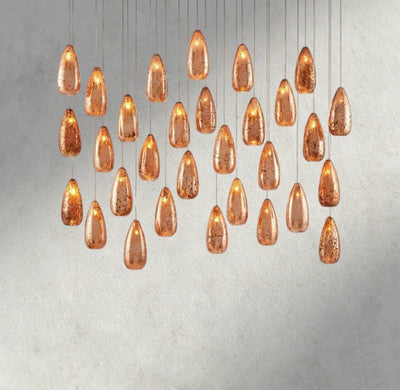 Edda Linear Glass Chandelier 48", 54" - cyranlamps