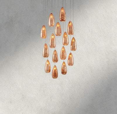 Edda Round Glass Chandelier 23", 35" - cyranlamps