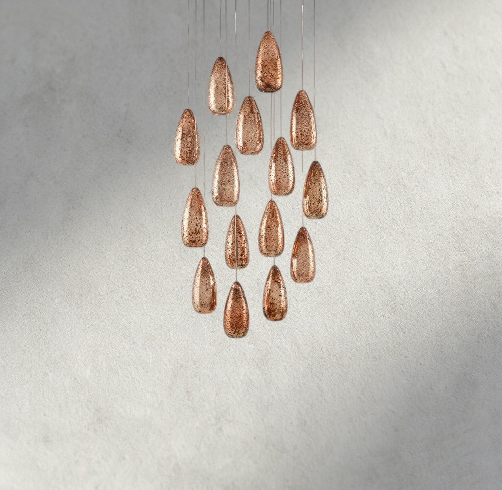 Edda Round Glass Chandelier 23", 35" - cyranlamps