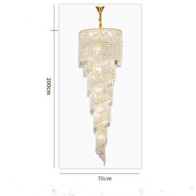 Elegant Foyer Hall Chandelier Long Crystal Ceiling Light Fixture For Living Room Entryway Staircase - cyranlamps