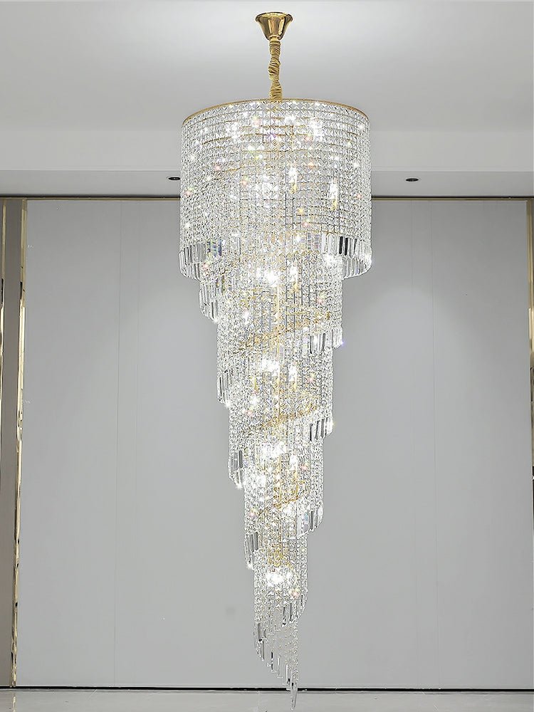 Elegant Foyer Hall Chandelier Long Crystal Ceiling Light Fixture For Living Room Entryway Staircase - cyranlamps