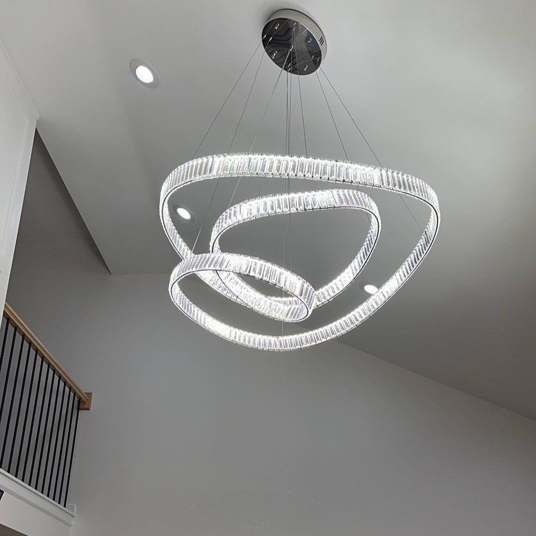 Elegant Restaurant Rings Crystal Chandelier Foyer Living Room Ceiling Pendant Light Fixture - cyranlamps