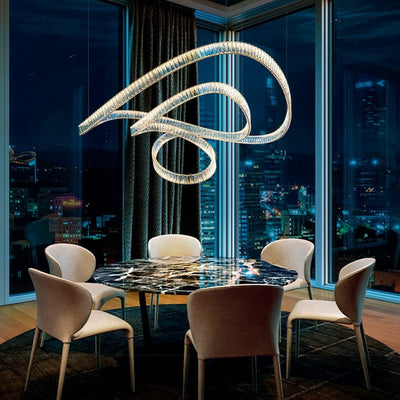 Elegant Restaurant Rings Crystal Chandelier Foyer Living Room Ceiling Pendant Light Fixture - cyranlamps
