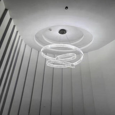 Elegant Restaurant Rings Crystal Chandelier Foyer Living Room Ceiling Pendant Light Fixture - cyranlamps