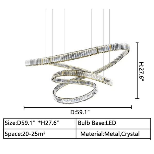 Elegant Restaurant Rings Crystal Chandelier Foyer Living Room Ceiling Pendant Light Fixture - cyranlamps