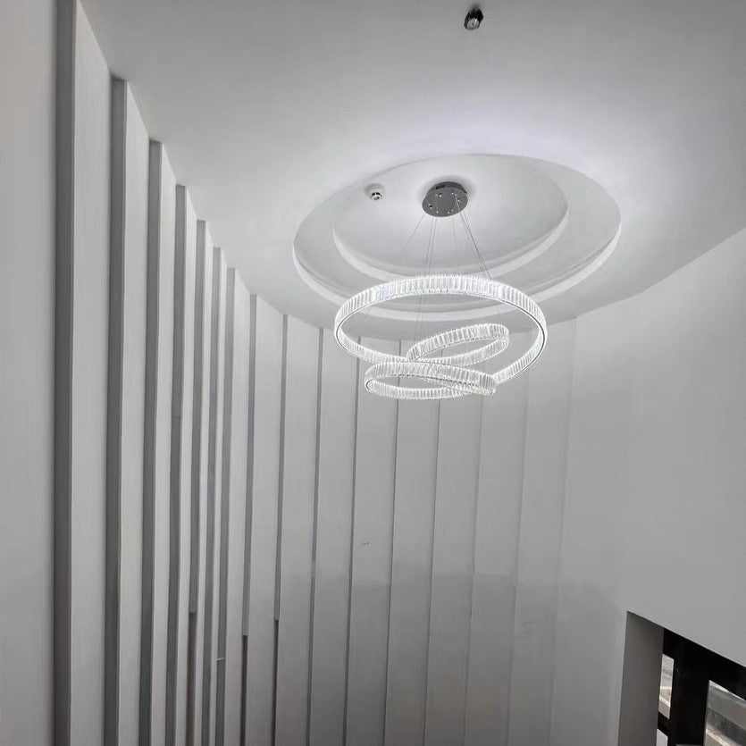 Elegant Restaurant Rings Crystal Chandelier Foyer Living Room Ceiling Pendant Light Fixture - cyranlamps