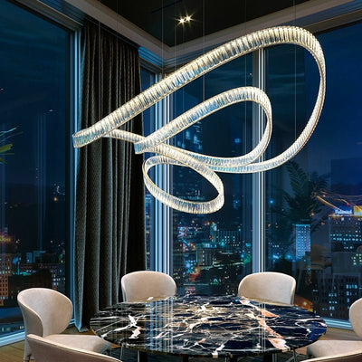 Elegant Restaurant Rings Crystal Chandelier Foyer Living Room Ceiling Pendant Light Fixture - cyranlamps