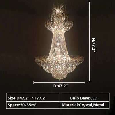Empire Extra Large French Classic Multi - tiered Crystal Chandelier - cyranlamps
