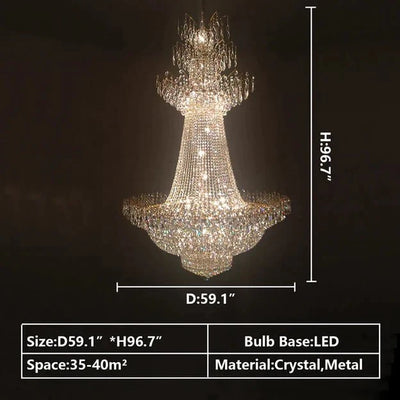 Empire Extra Large French Classic Multi - tiered Crystal Chandelier - cyranlamps