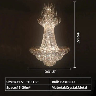Empire Extra Large French Classic Multi - tiered Crystal Chandelier - cyranlamps