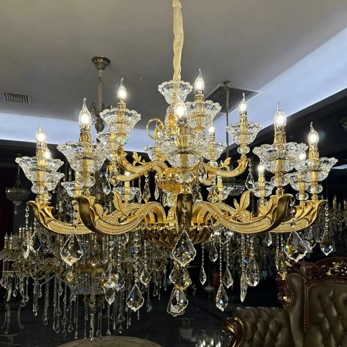 Eternal Baroque Revival Chandelier Series with Diamond - Inspired Crystal - Studded Light Arms - 48 Lights/D77.17"*H109.45"(D196cm*H278cm)Warm LightCyranlamps